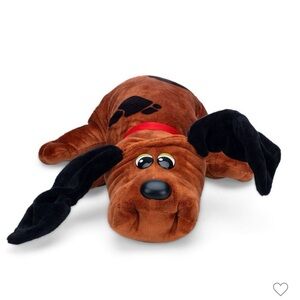 🆕 Pound Puppies adoptable classic 80s plush Brown and Black Dog Toy Red Collar